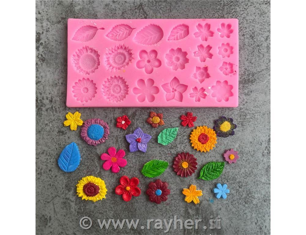 Silikonski kalup Cvetovi in listki