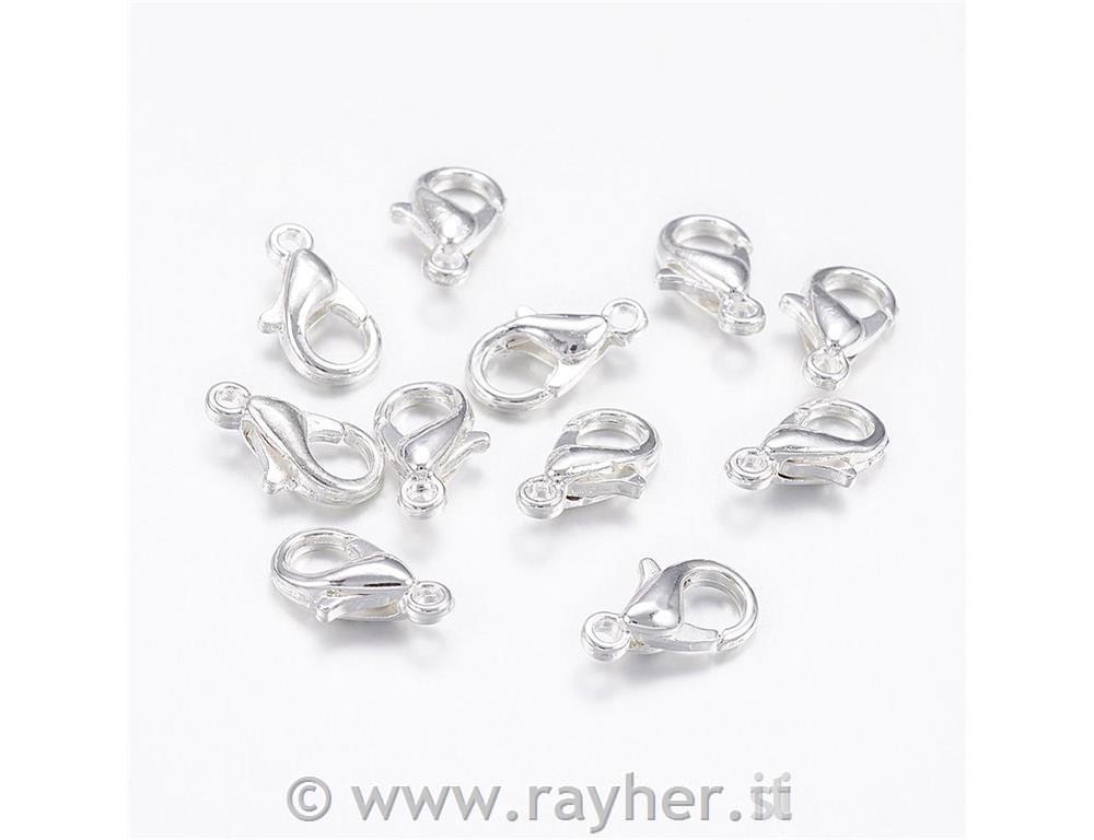 MOSCHETTONE 6MM, ARGENTO/PLATINO SET10/1