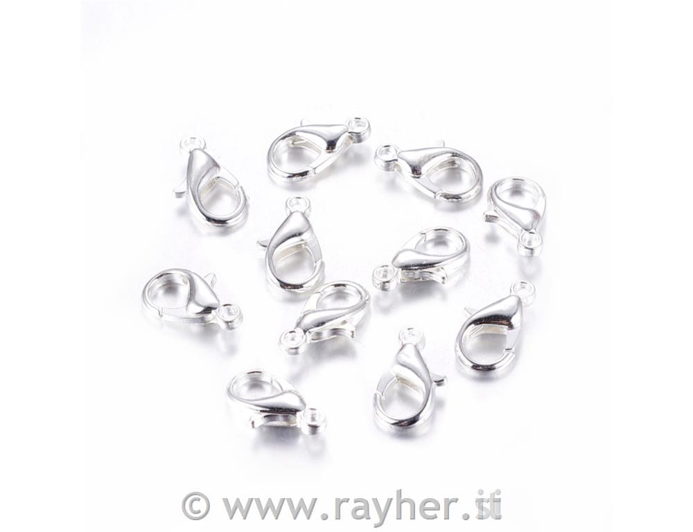 MOSCHETTONE 8MM, ARGENTO/PLATINO SET10/1