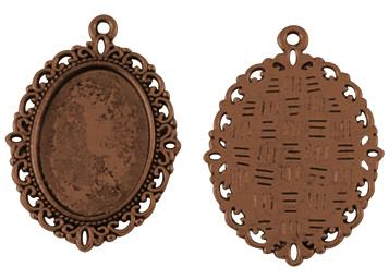 MEDAGLIONE RAME ANTICO, 38X28MM, OVALE