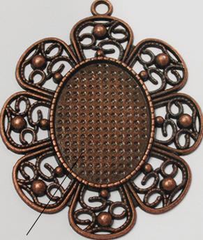 MEDAGLIONE RAME ANTICO, 61X49MM, OVALE