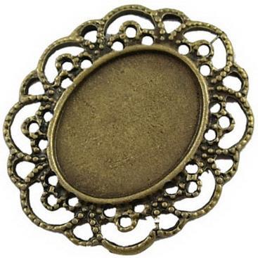 MEDALJON ANTIK BRON, 41X35 MM, OVAL