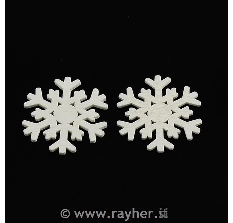 Leseni okraski, snežinke, 3.6cm, set 10