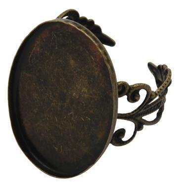 BASE PER ANELLO, BRONZO ANTICO,19X26MM