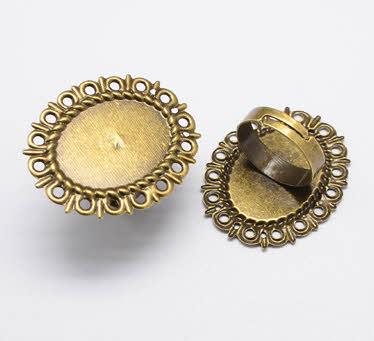 OSNOVA ZA PRSTAN, ANTIK BRON, 30X38 MM