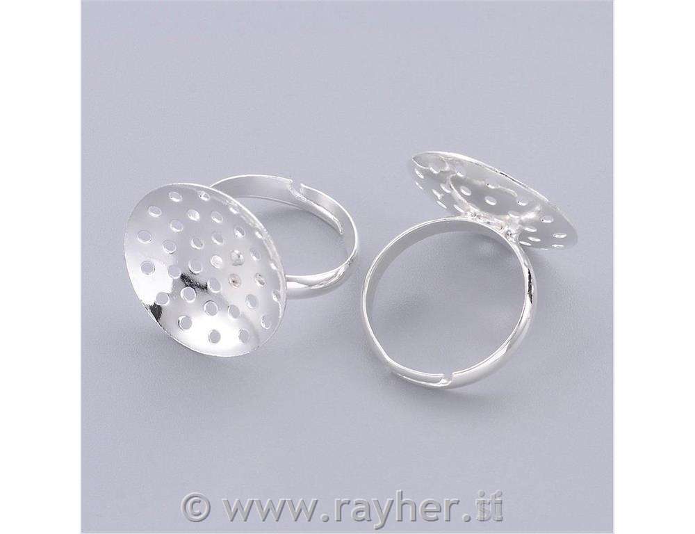 ANELLO CON BASE A RETINA, ARGENTO, 19MM