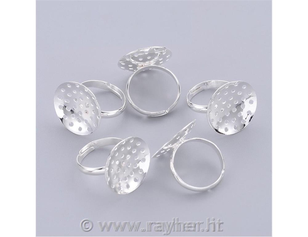 ANELLO CON BASE A RETINA, ARGENTO, 19MM