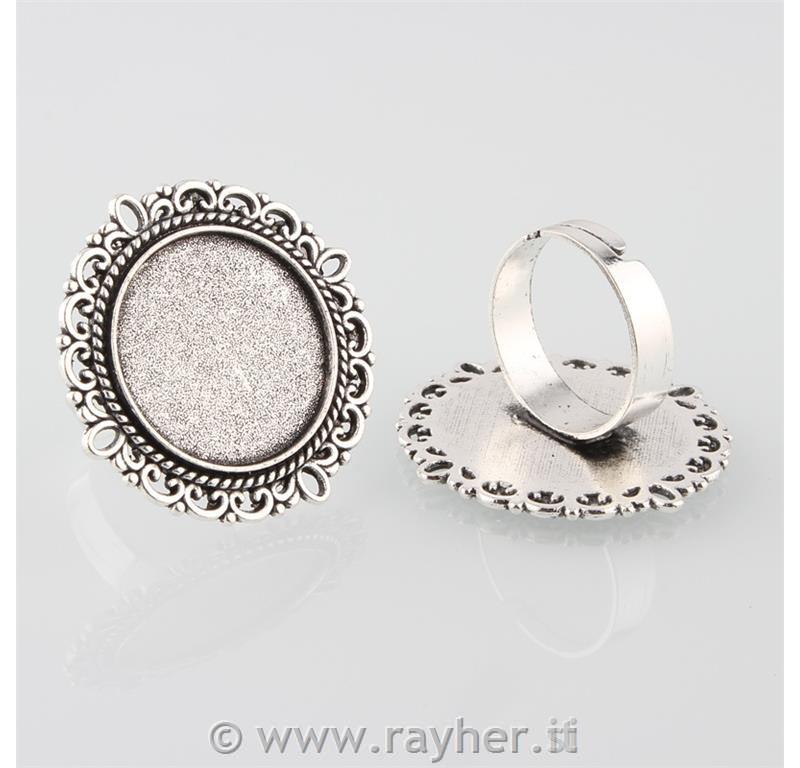 ANELLO CON BASE PIATTA, ARGENTO ANTICO