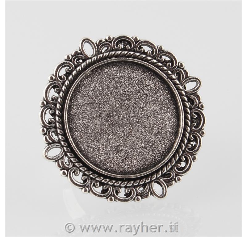 ANELLO CON BASE PIATTA, ARGENTO ANTICO