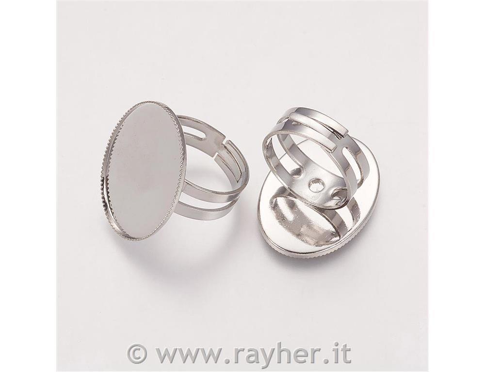 PRSTAN S PLOŠČICO,SREBRNE BARVE,OVAL