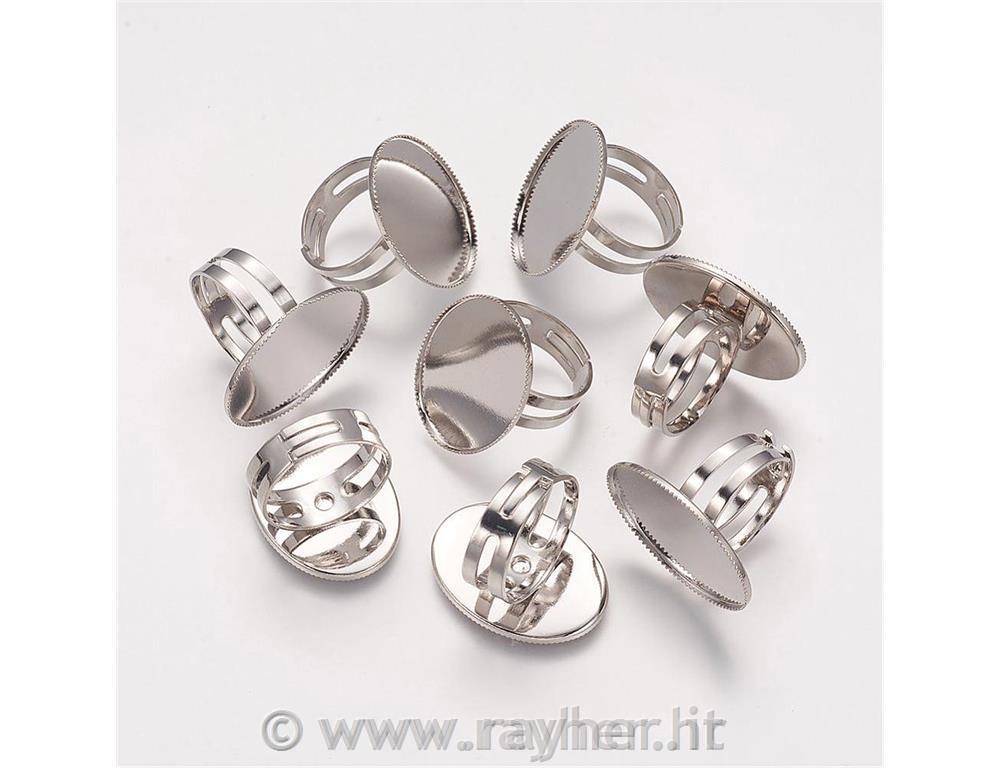 PRSTAN S PLOŠČICO,SREBRNE BARVE,OVAL