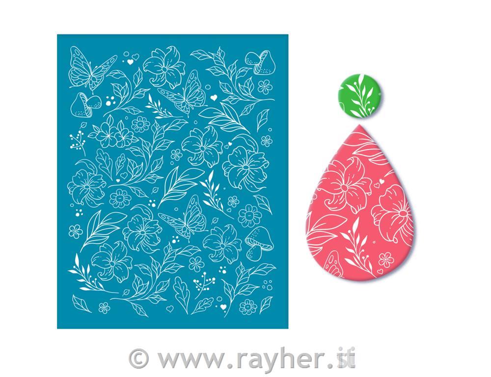 Stencil Silk Screen, Flowers, Leafs and