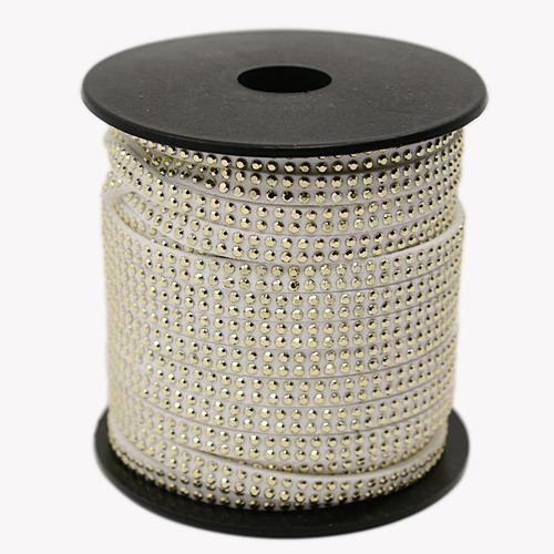 NASTRO DI VELLUTO CON STRASS, BIANCO