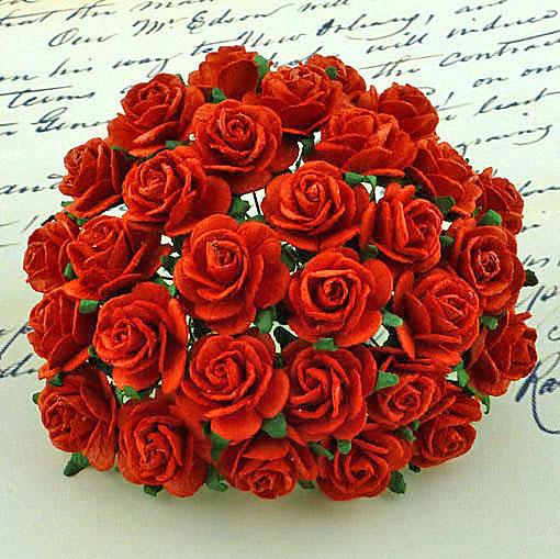ROSE APERTE, ROSSE, SET 10, 15MM