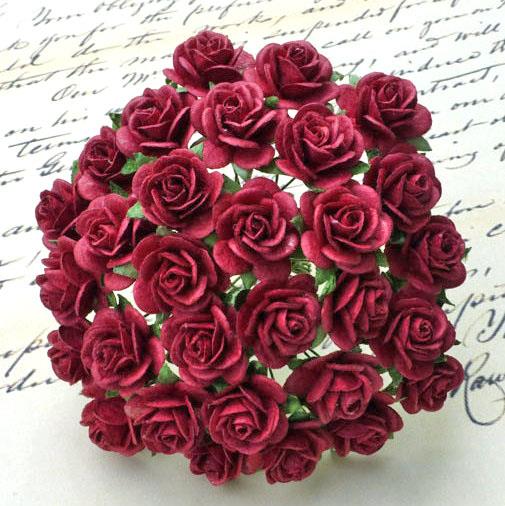 Mini Red Handmade Mulberry Paper Roses