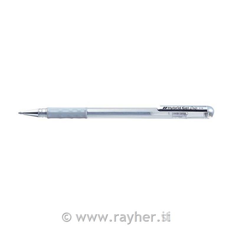 Pentel Roler Gel Metallic Hybrid Gel Grip K118; Srebrn