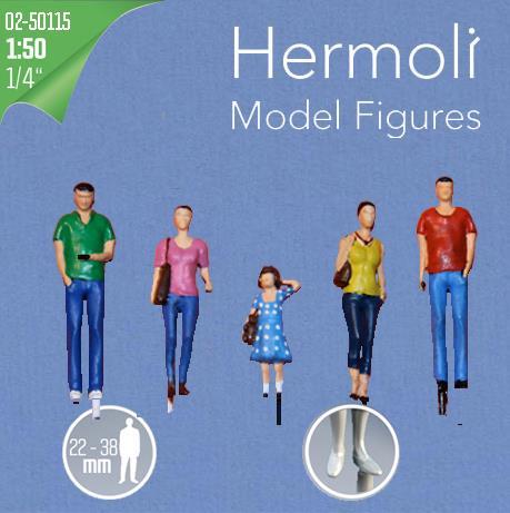 HERMOLI STANDING FIGURES 1:50H = 36 MM, HAND-PAINTED5 TYPES