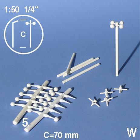 Ulična svetilka 1:50 h=80 mm, 5 kosov