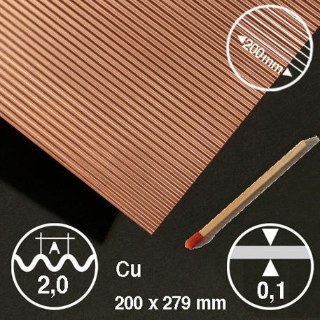 Lastra rame ondulata L=2,00 mm200 x 295 mm