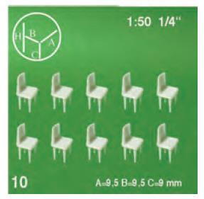 Jedilniški stoli 1:50, beli