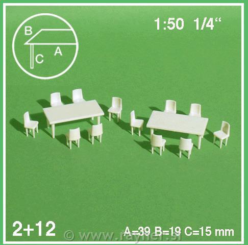 TABLES + 12 CHAIRS 1:5039 x 19 MMWHITE