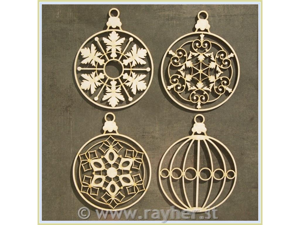 INTAGLI DI CARTONLEGNO, PALLE NATALESET 4