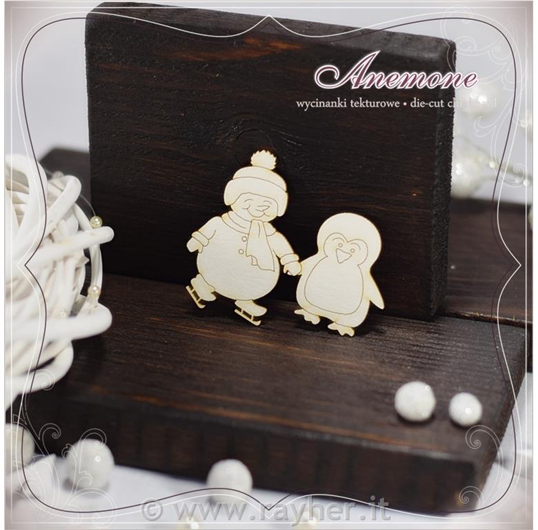 INTAGLI DI CARTONLEGNO, DUE PINGUINI