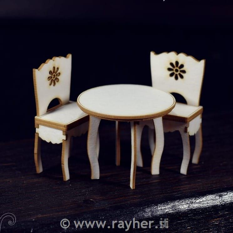 INTAGLI DI CARTONLEGNO, 3D TAVOLO E SEDI