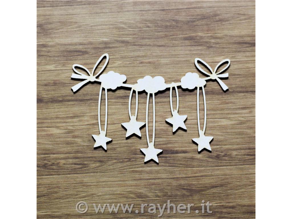 Izrez iz lepenke, Oblaki z zvezdami in pentljami