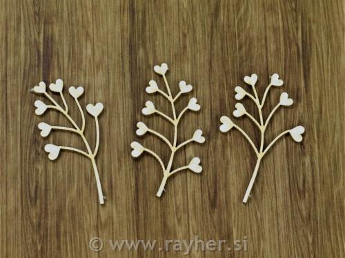 Izrez iz lepenke, Vejice s srčki, set 3