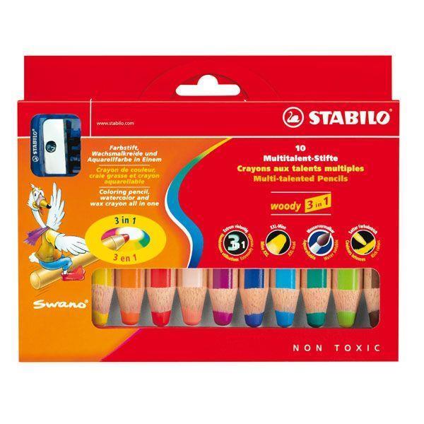 STABILO WOODY BARVICE 880 3v1 S,ŠILČKOM, set 1/10 + šilček