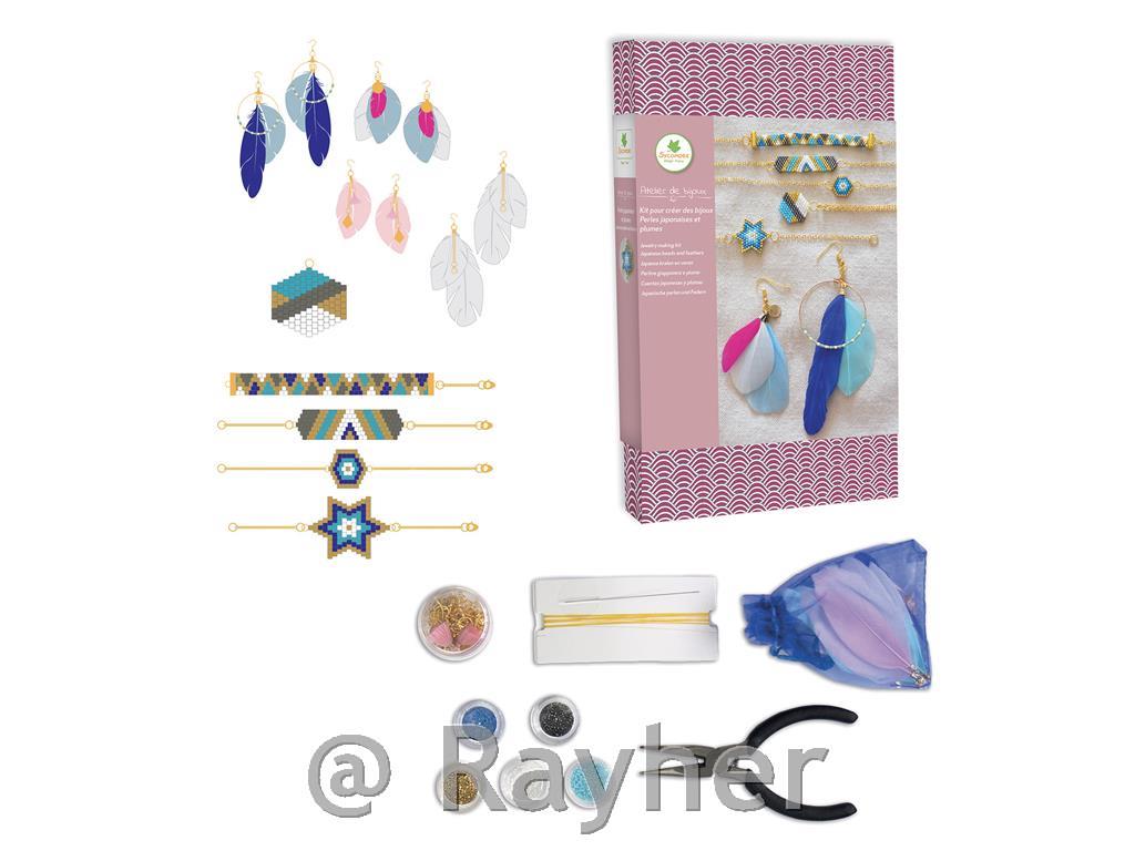 Set creativo Atelier de bijoux, Gioiellicon perline giapponesi e piume