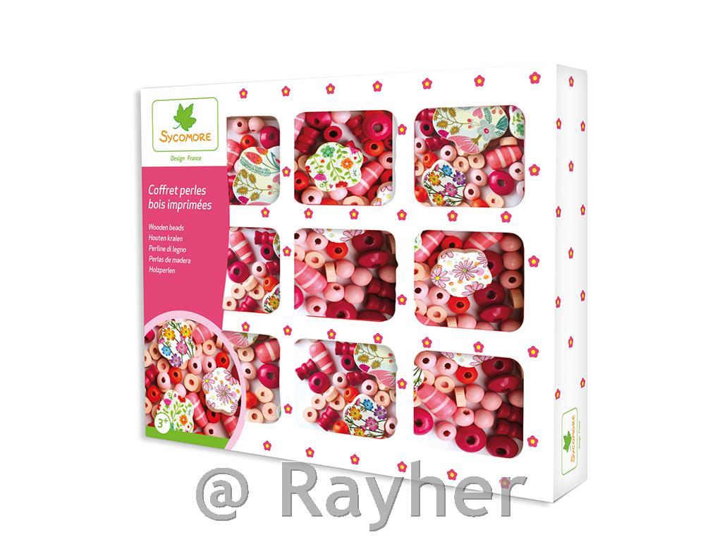Set creativo, Perle in legno con motivifloreali