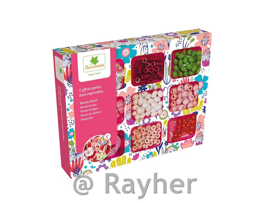 Set creativo, Perle in legno con motivifloreali