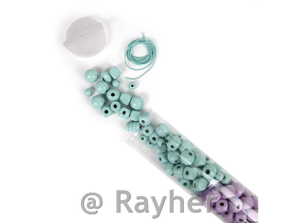 Perle in legno in tubo, colori pastello