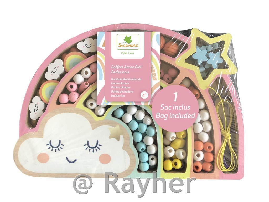 Set creativo perle in legno, Arcobaleno