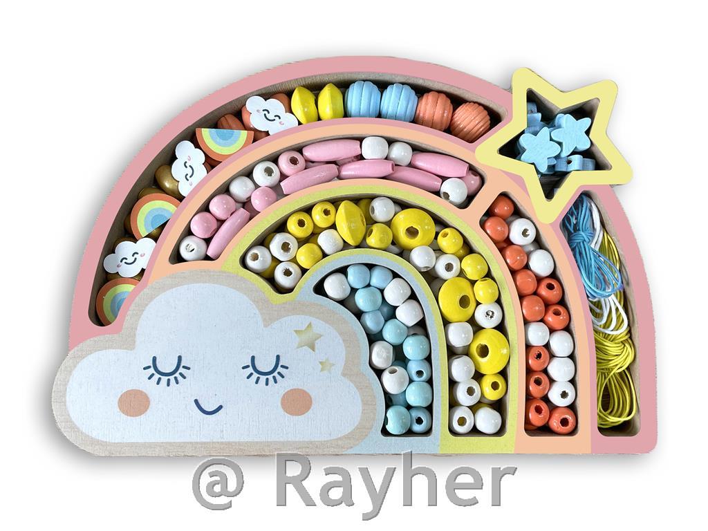 Set creativo perle in legno, Arcobaleno