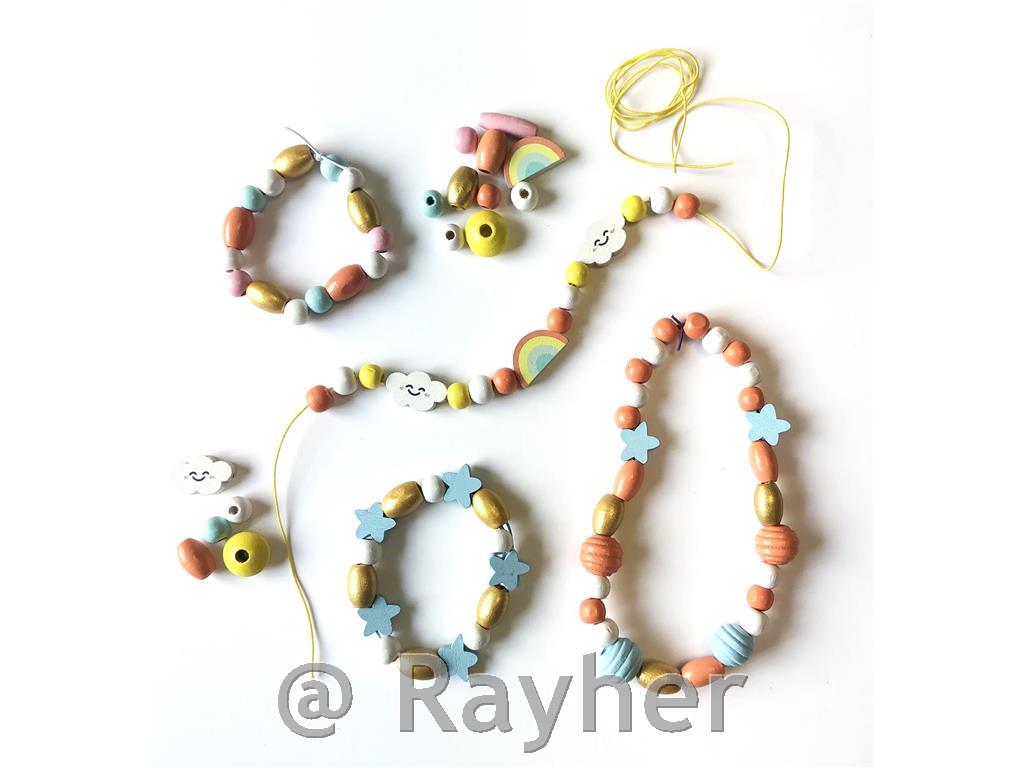 Set creativo perle in legno, Arcobaleno