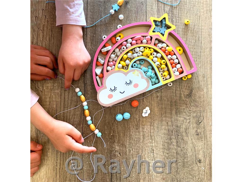 Set creativo perle in legno, Arcobaleno