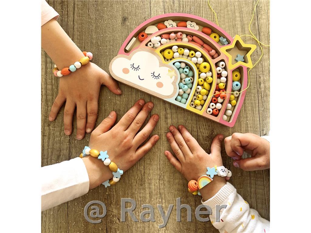 Set creativo perle in legno, Arcobaleno