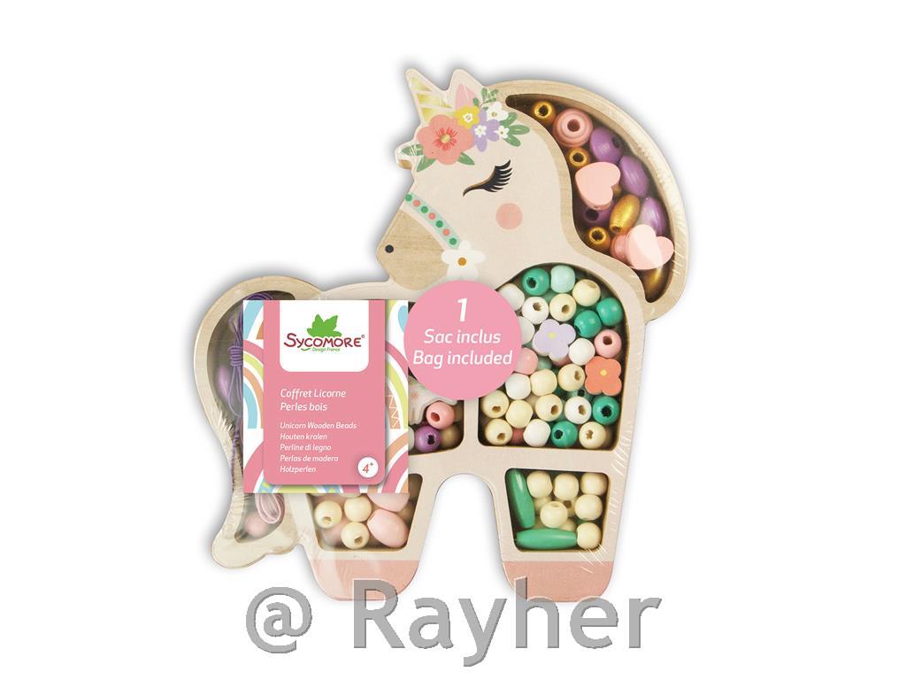 Set creativo perle in legno, Unicorno