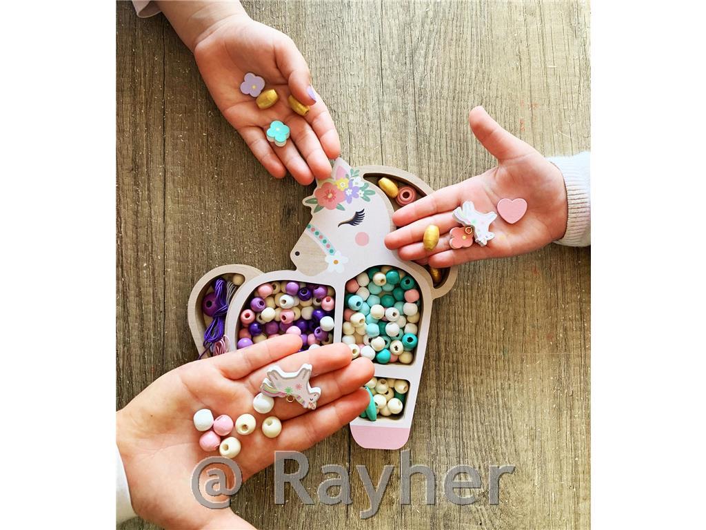 Set creativo perle in legno, Unicorno