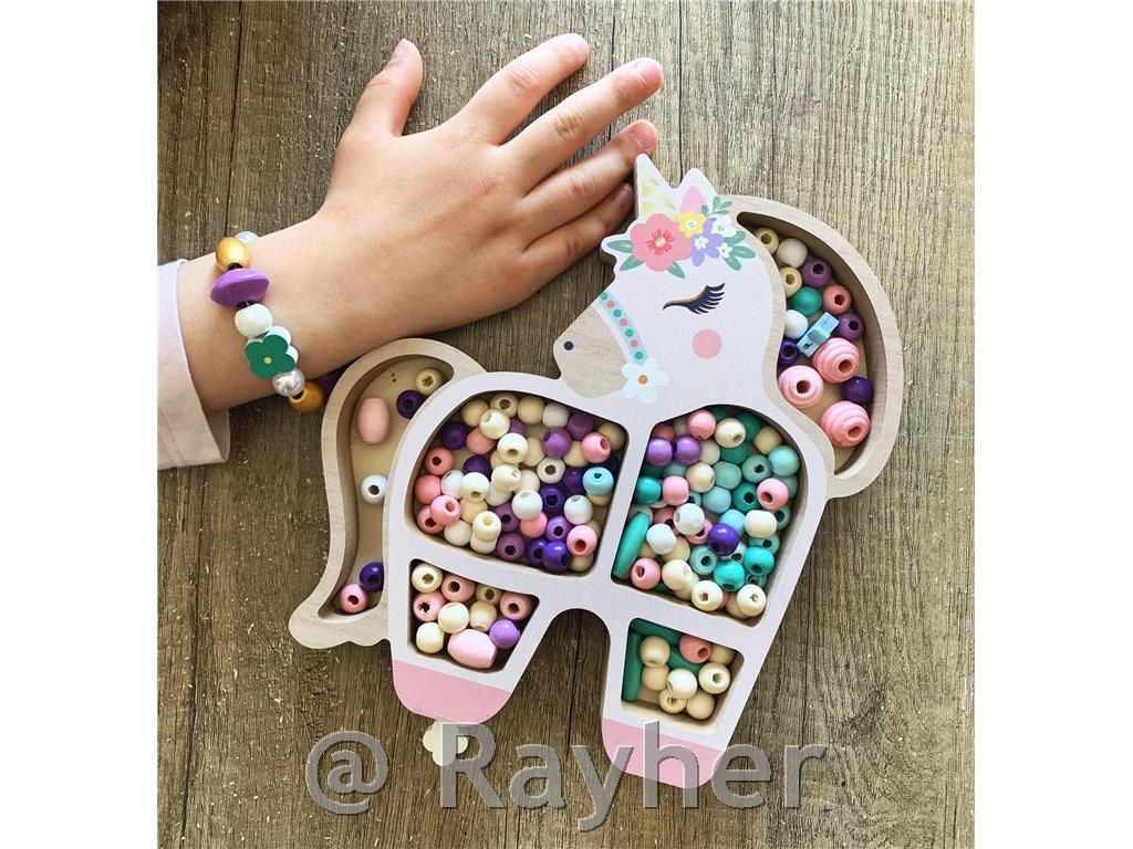 Set creativo perle in legno, Unicorno