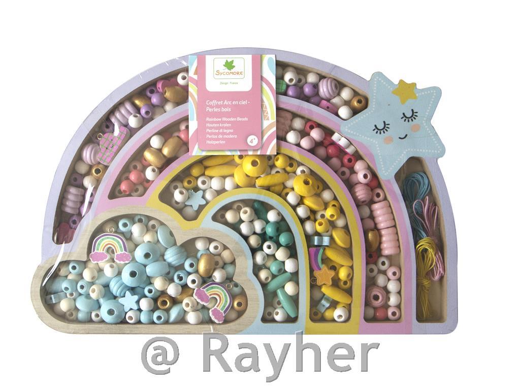 Set creativo perle in legno, Arcobaleno
