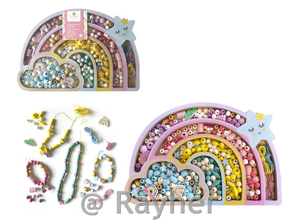 Set creativo perle in legno, Arcobaleno