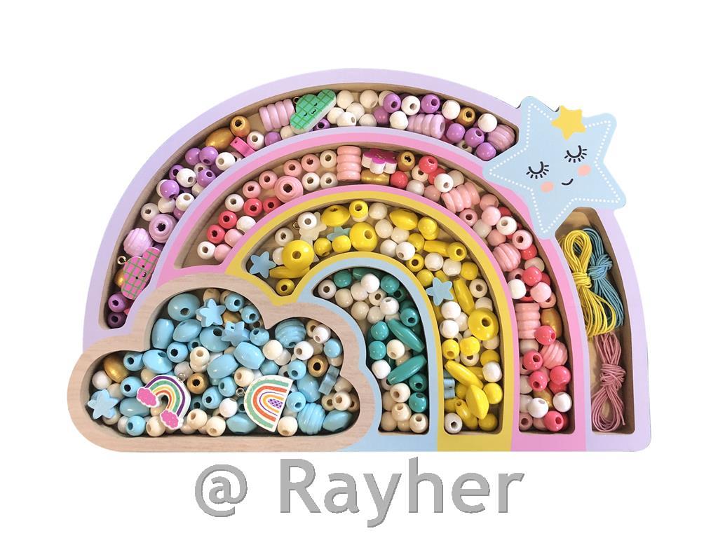 Set creativo perle in legno, Arcobaleno