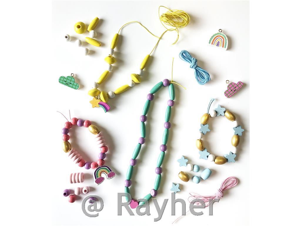 Set creativo perle in legno, Arcobaleno