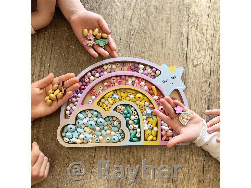 Set creativo perle in legno, Arcobaleno