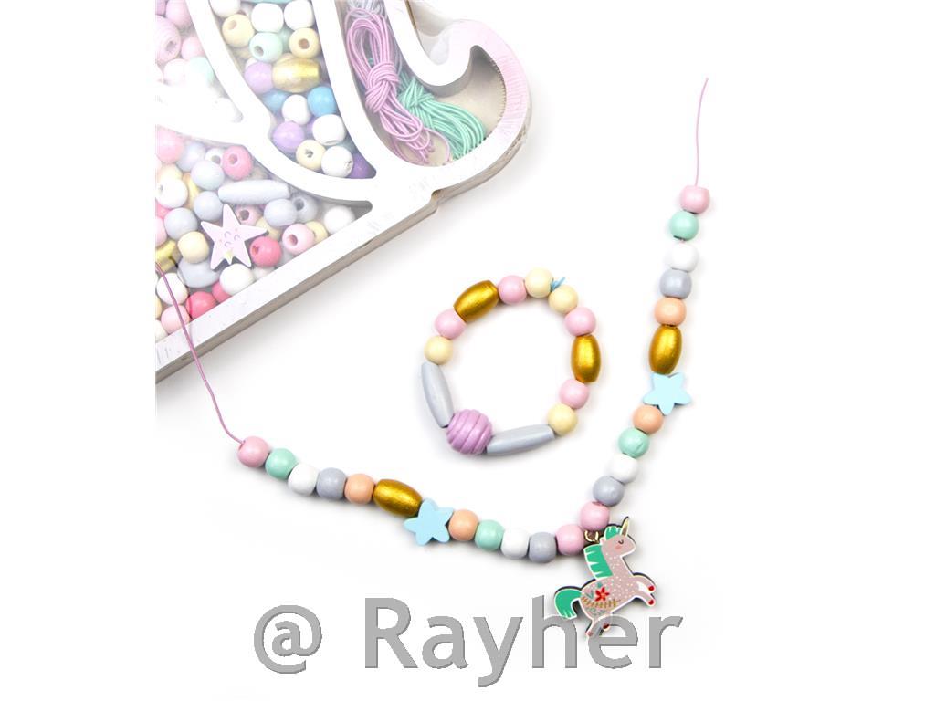 Set creativo perle in legno, Unicorno