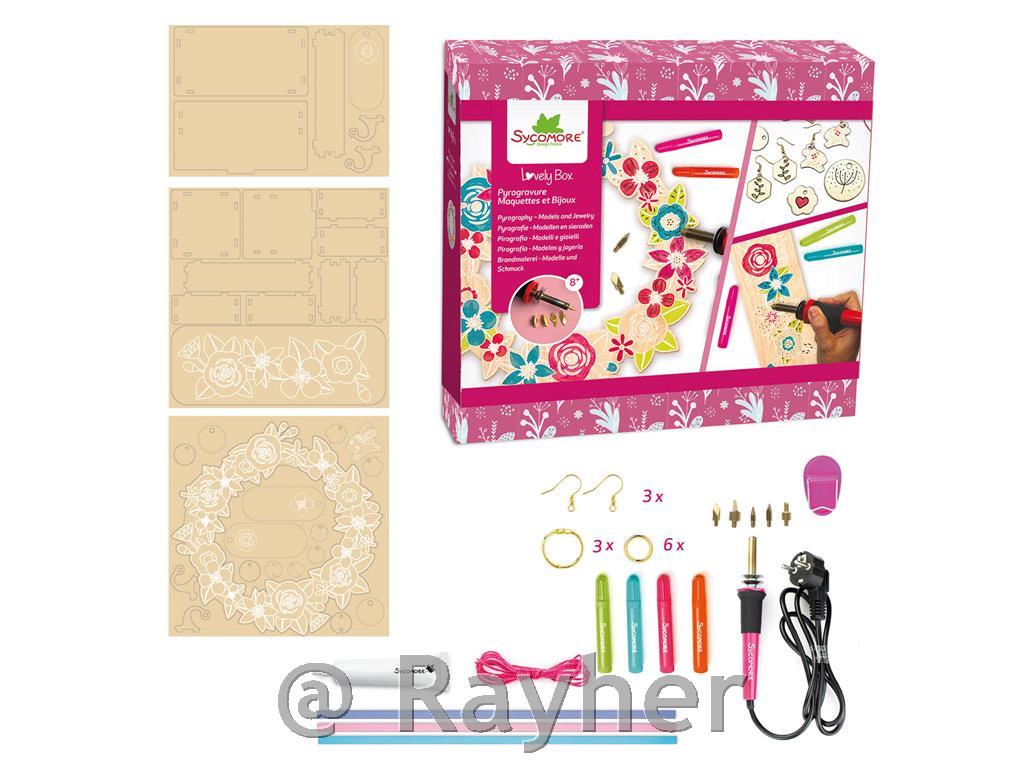 Set creativo Lovely Box, Decorazione dellegno con pirografo - Fiori